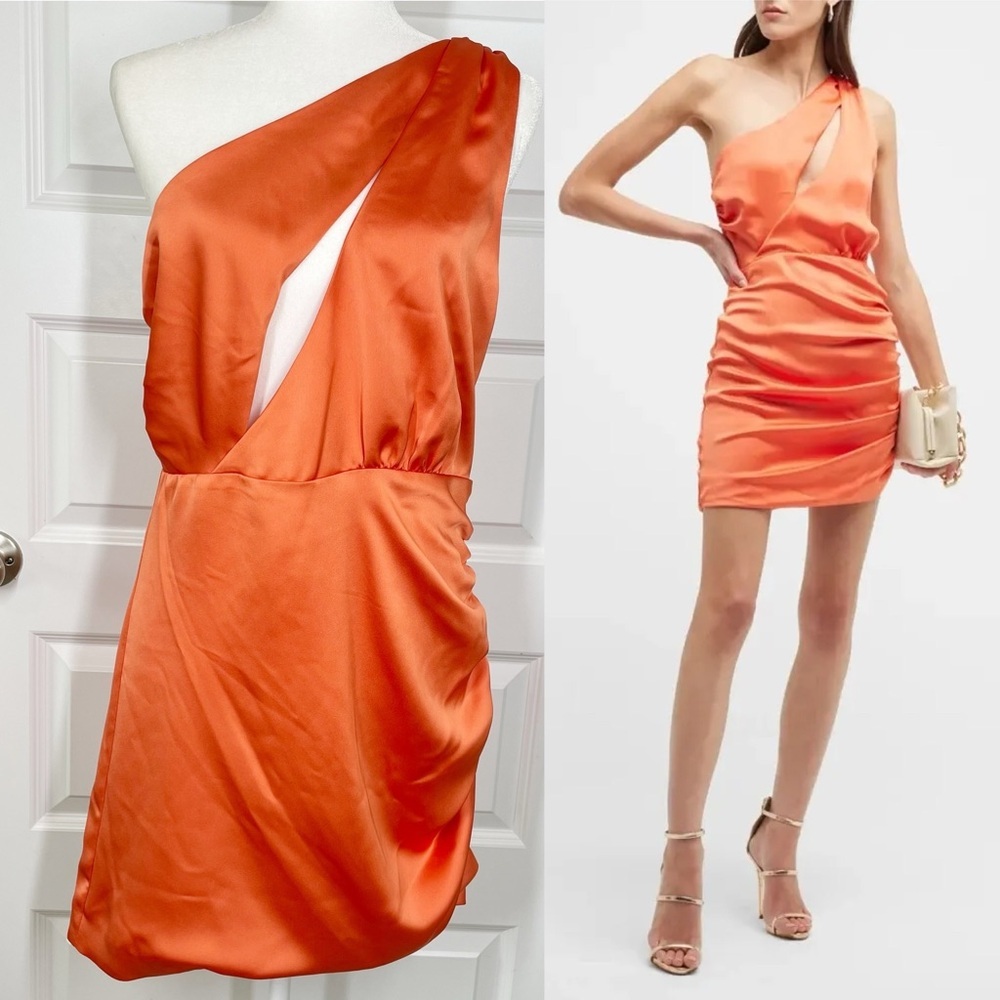 Ramy Brook Madison Satin Mini Dress in Poppy New with Flaw *Read Description*